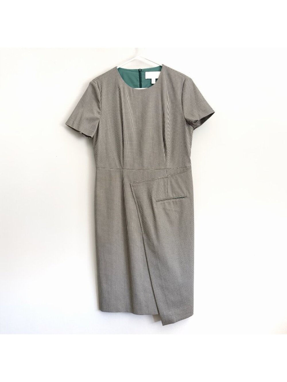 Hugo Boss Dureta Asymmetrical Mini Houndstooth Sheath Dress Women’s Size US 8